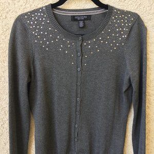 Central Park West Grey-Sequined Cardigan